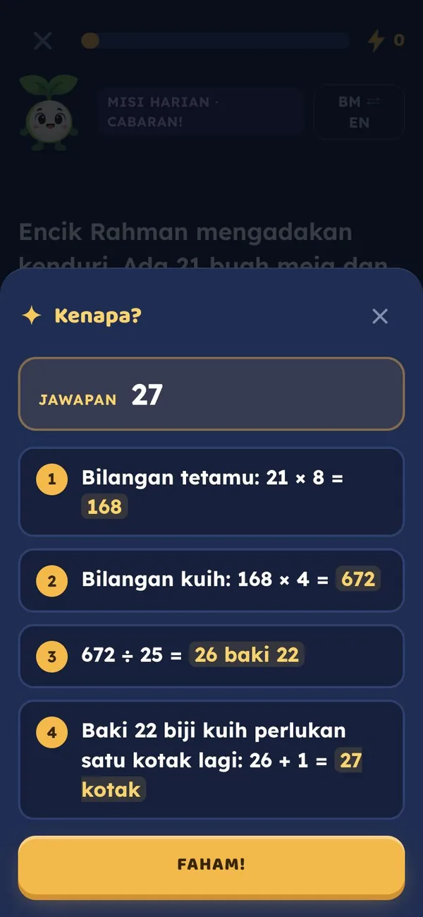 Penerangan Kenapa langkah demi langkah
